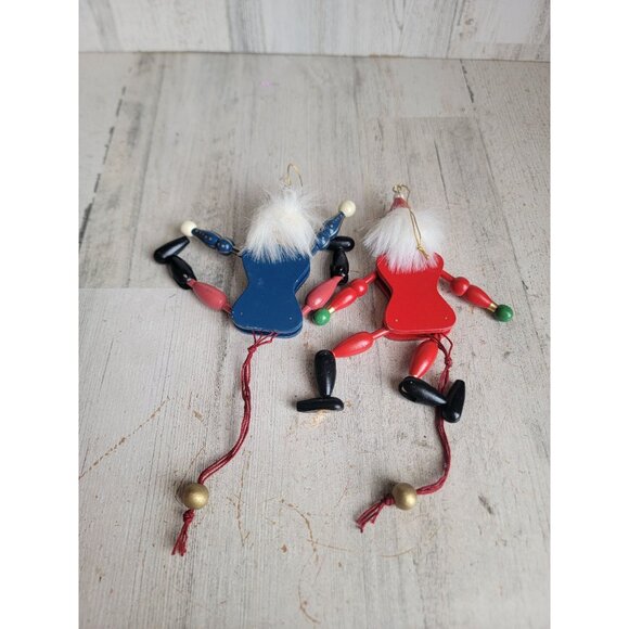 Pull string Nutcracker Santa Claus vintage ornament Xmas set - Picture 12 of 13